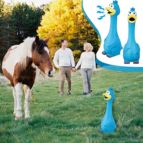 1 Pcs Horse Toys Latex Squeaky Squeeze Chicken Squeak Turkey Balls for Play Fake Screaming Chicken Toys for Horses Soccer Ball for Reduce Separation Anxiety Noise Maker (Blue)