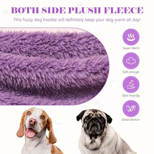 Fuzzy Dog Hoodie Dog Sweaters for Large Dogs Soft Double (Large / Purple)