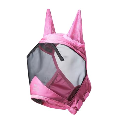 CareMaster Pro Luminous Horse Fly Mask Large Eye Space Standard with Ears UV Protection for Horse Light Pink Full Size (Light Pink / Large (Horse))