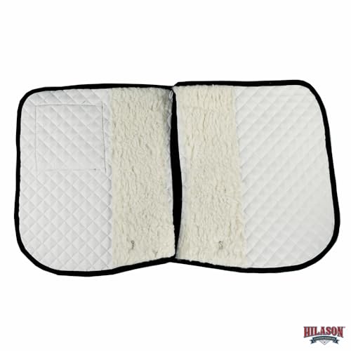 Western Horse Luxury Quilted Saddle Pads with Pockets (White)