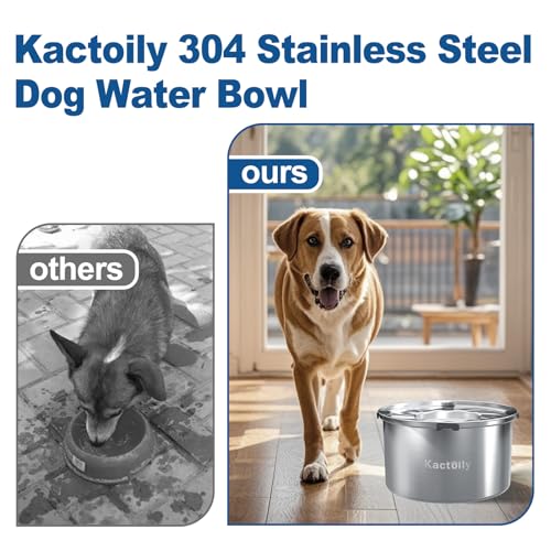 1.47 Gal Stainless Steel No Spill Water Bowl for Large Dogs (C: Polished Silver)