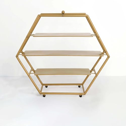 Efavormart 3 Tier Metal Hexagon Cupcake Stand 21" Matte Gold (3-Tier 21" Hexagon / Gold)