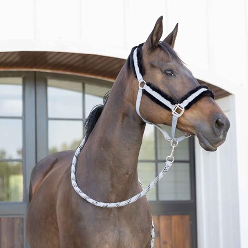 Valkyrie Ultra Fleece Padded Leather Fuse Breakaway Horse Halter (Slate Grey/Black / Warmblood)