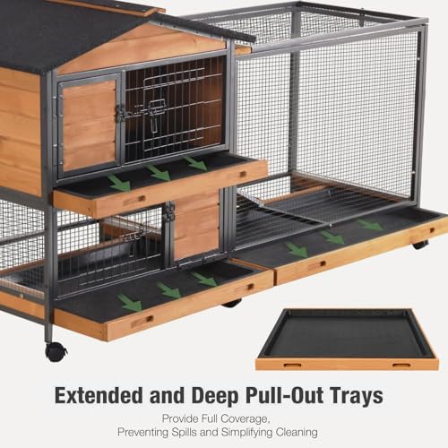 Indoor Rabbit Hutch with Metal Frame & Pull (Orange)