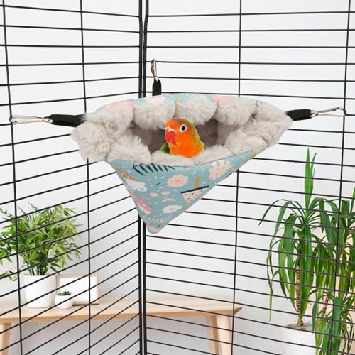 Bird Nest House Winter Warm Hanging Hammock Bird Bed Snuggle Hut for Parakeets Budgies Caique Conures Cockatiels (Small / Blue)