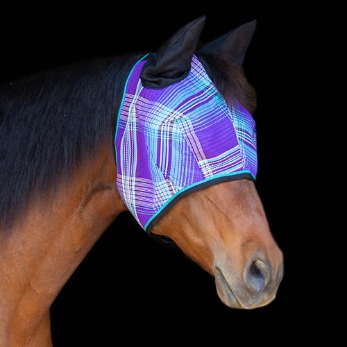 Horse Fly MASK with Web Trim and MESH Ears (XL (Large Horse) / 2017 - Lavender Mint)