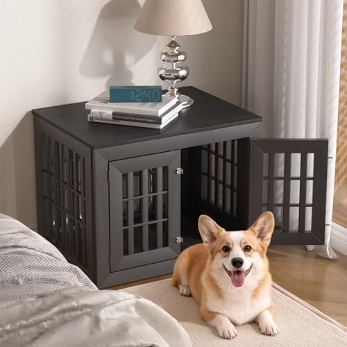32" Heavy Duty Dog Crate Furniture for Small (32.7"L x 24.4"W x 25.8"H / Black)