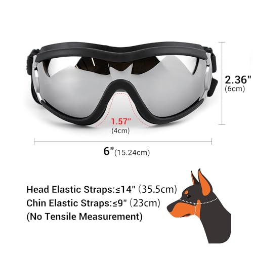Pack of 2 Dog Goggles Dog Sunglasses for Medium to Large Breed Anti (2-pack (Black+Black) / Large)