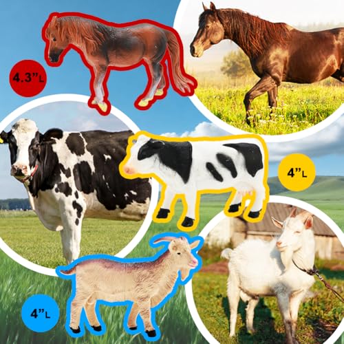 3 Pack Farm Toy Tractor with 40pcs Plastic Farm Animals Figurines and Fence Farm Playset (Farm Animals Figurines)