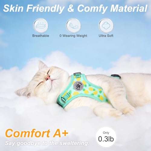 Cat Harness and Leash Set (Pineapple Green / M (Chest: 12 - 19"))