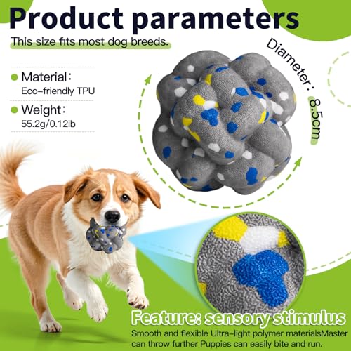 Upgrade Dog Balls Interactive Toys for Aggressive Chewers (Grey-Yarnball)