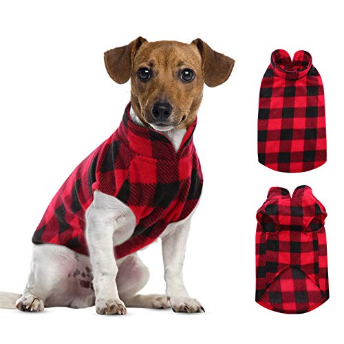 Dog Sweater Plaid Fleece Vest Puppy Shirt for Small Medium Dogs (XX-Small / Plaid-Red)