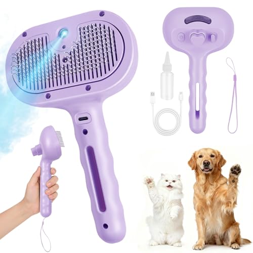 Dog Cat Steam Brush with UV Light (Purple)