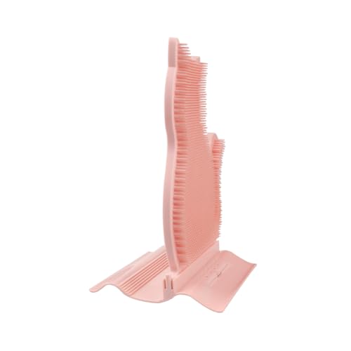 Cat Self Grooming Comb Brush with Catnip Wall Corner Groomer Brush Cats Face Scratchers for Indoor Dogs Fur pets (PINK)