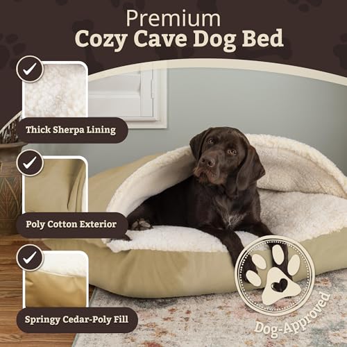 Rectangle Cozy Cave Dog Bed (Khaki / Large)