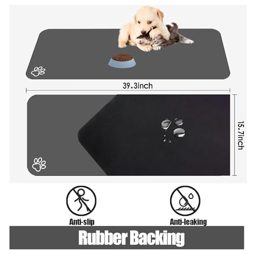 Large Pet Feeding Mat (dark brown / 39.4"L x 31.5"W)