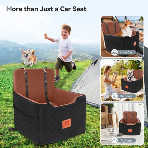 Dog Car Seat for Small (Black/Brown)