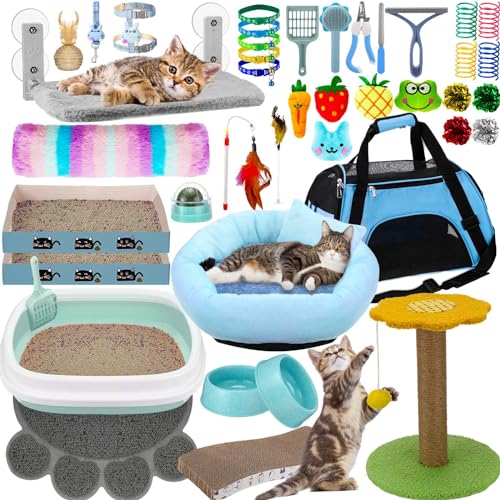 40 Pcs Kitten Starter Kit for Indoor Cats Include Litter Box