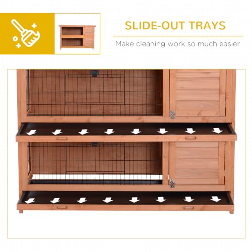54" 2 Story Large Rabbit Hutch Bunny Cage Wooden Pet House Small Animal Habitat with Lockable Doors (Brown)