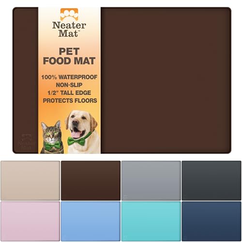 Neater Mat Pet Mats for Food and Water (16"L x 10"W / Brown)