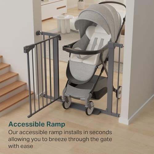 30 40.6 in Baby Gate for Stairs and Doorways (Cool Gray / 30-40.6"W x 30.5"H)