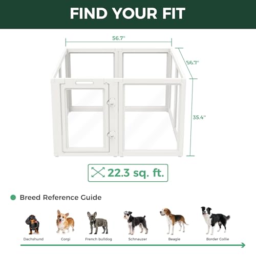 AuraSpace Clear Acrylic Indoor Dog Playpen (White / 35"H)