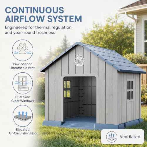Dog House for Medium Size Dogs (Blue / 32.5''L x 33.7''W x 31.18''H)