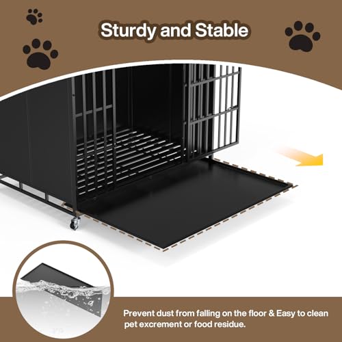42 inch Heavy Duty Indestructible Dog Crate (43.3"L x 30.7"W x 33.8"H / Black)