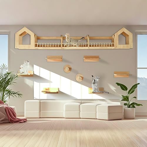 Cat Wall Shelves and Furniture Set with Condos (D)
