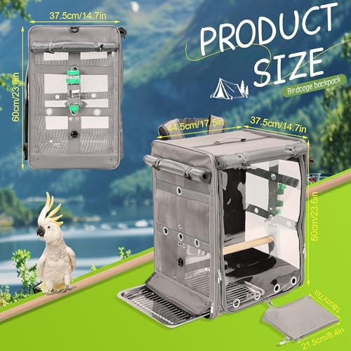 Bird Carrier Travel Cage (17.5"L x 14.8"W x 23.6"H / Grey)