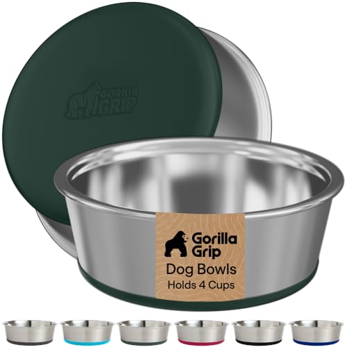 Dog Bowls Food Grade Stainless Steel (Hunter Green / 4 Cup (Set of 2))
