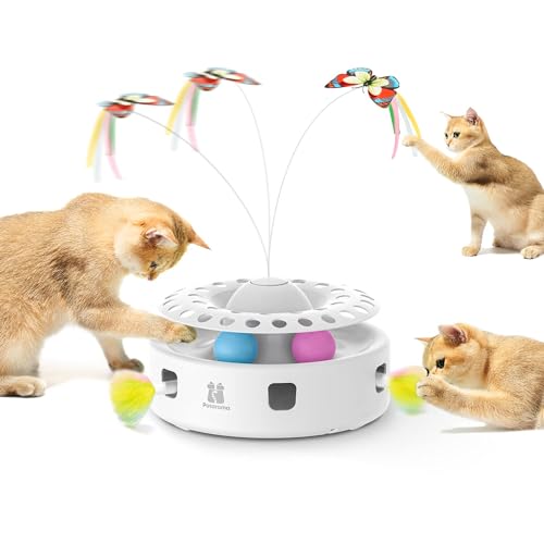 Cat Toys 3in1 Automatic Interactive Kitten Toy (White)