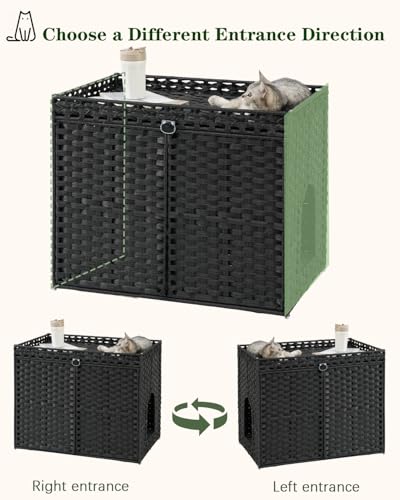 Cat Litter Box Enclosure Furniture (Black)