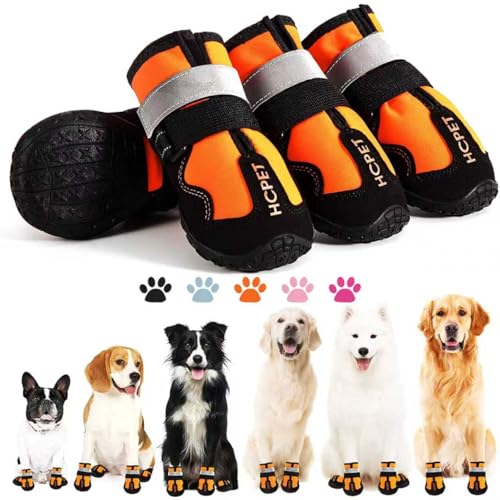 Dog Boots Dog Shoes for Large Dogs (Orang / Width 1.96 in)