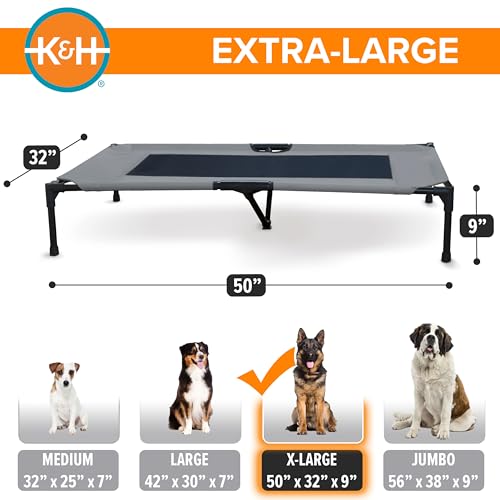 K&H Outdoor Elevated Dog Bed (Gray/Black Mesh / X-Large 50"L x 32"W)