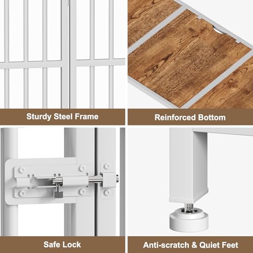 43" Dog Crate Furniture Foldable (White & Beech / 43.0"L x 27.0"W x 29.2"H)
