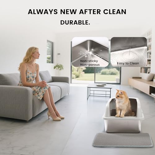 Stainless Steel XL Cat Litter Box for Big Cats (11.8inch-Light Grey / X-Large)