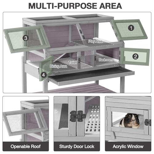 Guinea Pig Cages with Wheels (Light Grey)