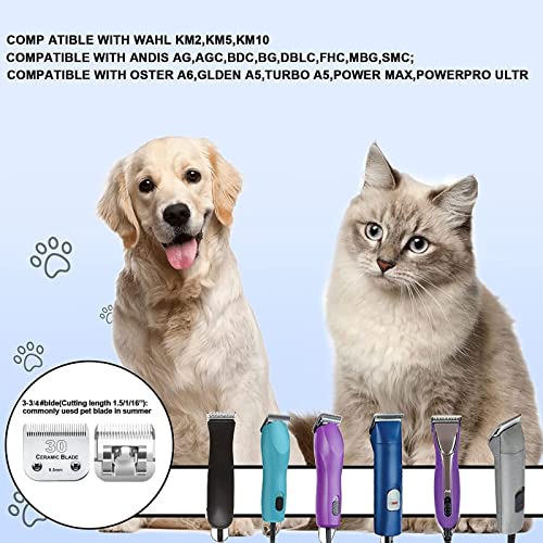 30 Blade Dog Grooming Replacement Blades Compatible with Andis Dog Clipper (30:1/50''(0.5mm))