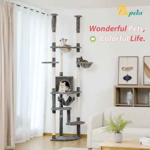 Floor to Ceiling Cat Tree (93''-102'' / Large Gray)