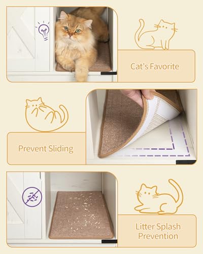 Cat Litter Box Enclosure (Rustic Brown and White / 31.5"L × 18.9"W × 29.5"H)