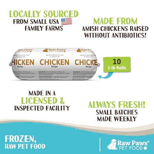 Frozen Raw Chicken Recipe Dog & Cat Food (1 Pound (Pack of 10))