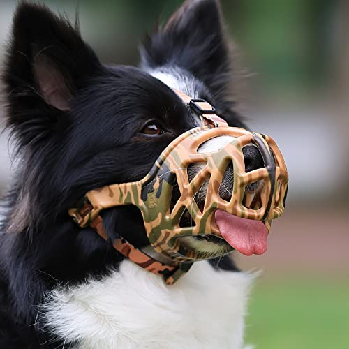 Dog Muzzle Printed Basket Muzzle for Small Medium Large Dogs Dachshund (X-Small / Camouflage)