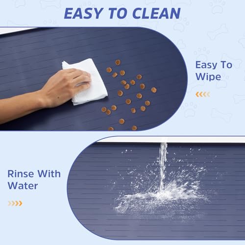 Large Dog Mats for Food and Water (Blue / 40"L x 30"W)
