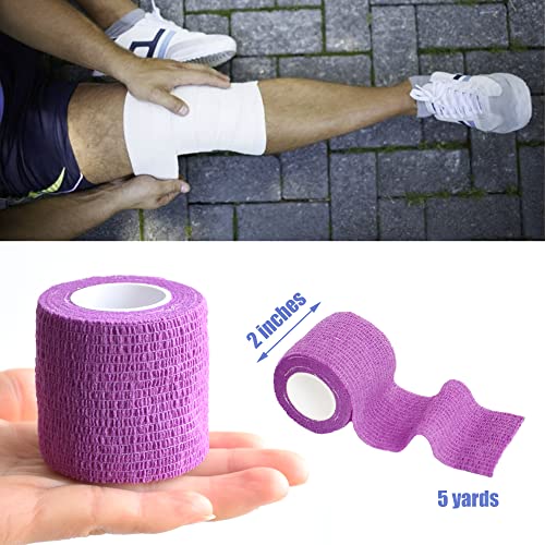 2 Inches Self Adhesive Bandage Wrap Cohesive Wrap (2 Inch / Purple)
