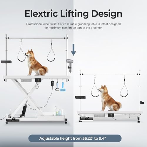 Heavy Duty Electric Lifting Pet Dog Grooming Table for Large Dogs with Overhead Arm