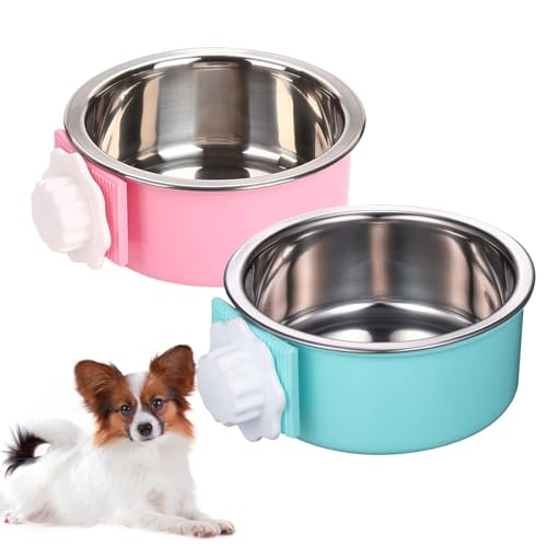 Crate Dog Bowl (2 PCS / Size: M (Blue, Pink))