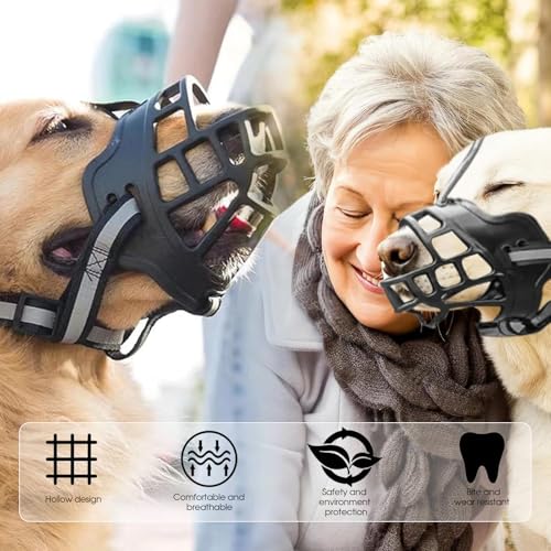 Dog Muzzle Anti Biting Mesh Soft Muzzles for Small Medium Large Dogs (L)