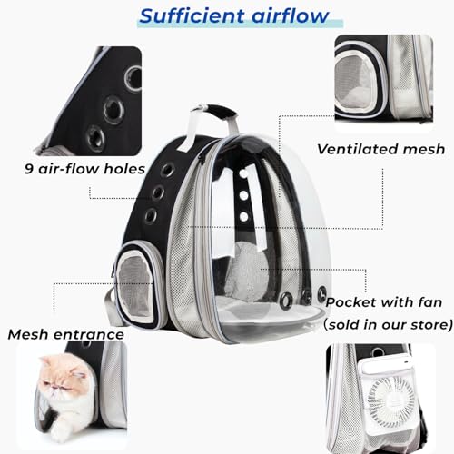 Expandable Bubble Cat Carrier Backpack (Front Expandable-Black)