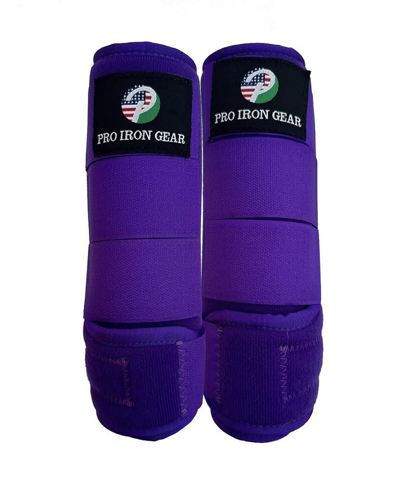 Horse Medicine Brushing Boots Leg Wraps Protection Gear Set of 2 and Set of 4 in 14 Colors (X-Large / PURPLE (SET OF 2))